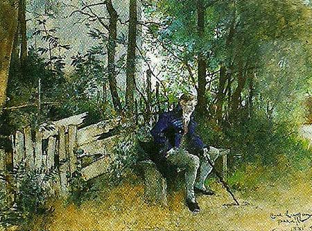 Carl Larsson ung man i park France oil painting art